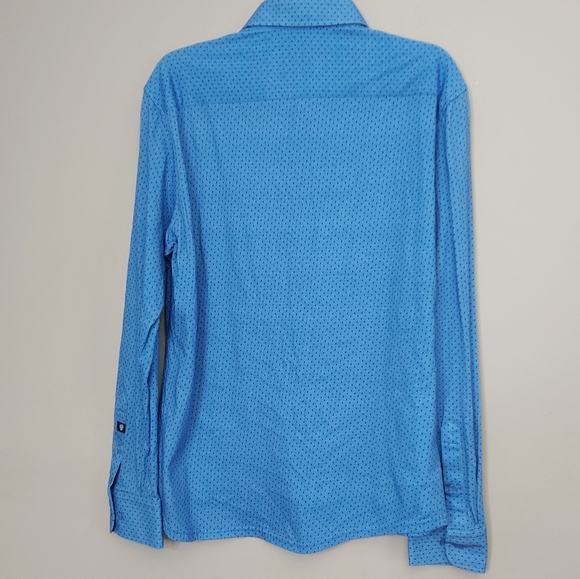 Stone Rose Button front shirt in blue with purple micro dot - Picture 5 of 9